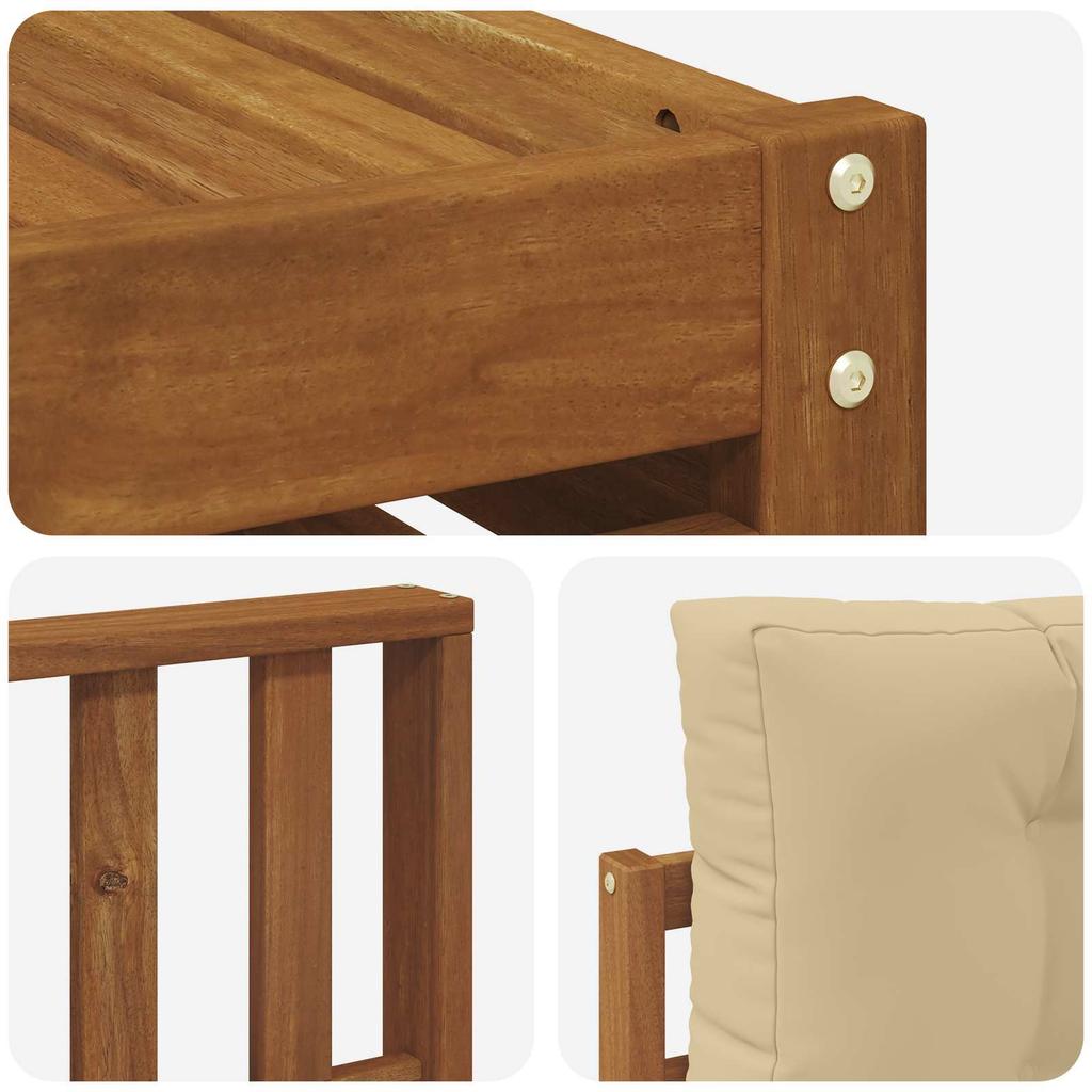 Outdoor Sofa Set 11 pcs Natural and Beige Solid Acacia Wood
