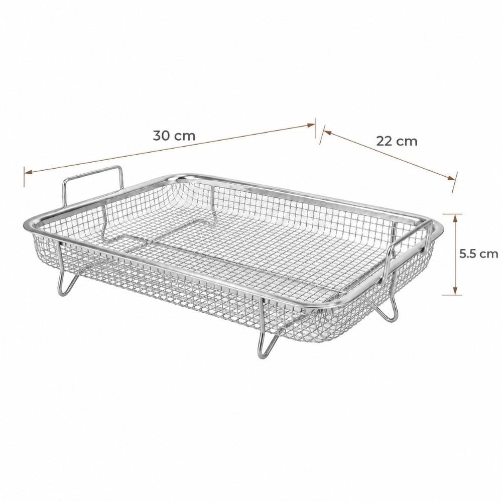 Stainless Steel Air Fryer Basket for Oven Even Heating Mesh Baking Tray Dishwasher Safe