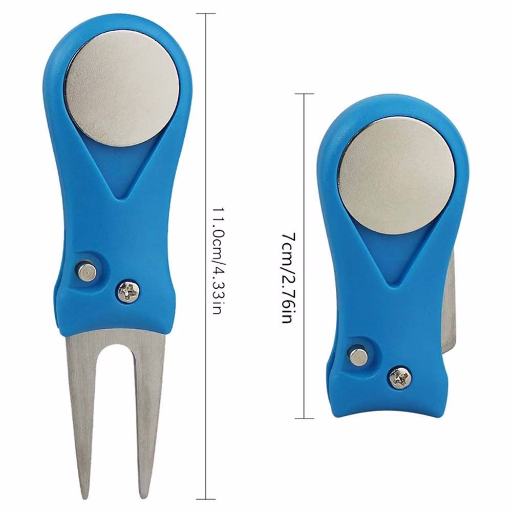 Button Stainless Steel Groove Cleaner Golf Divot Repair Tool Switchblade Pitch Golf Pitchfork