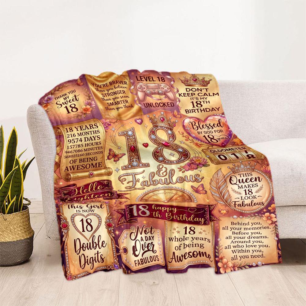 Süße 18. Geburtstags-Flaneldecke - Weich und geeignet für Sofas, Betten, Büros, Reisen, alle Jahreszeiten, tolles Geschenk für Feiertage und Geburtstage.