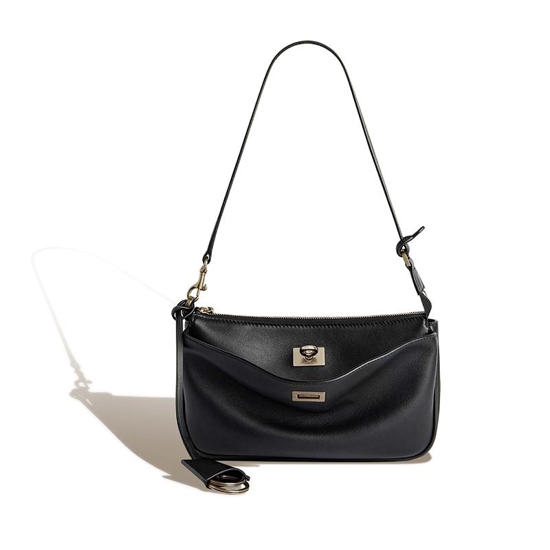 Spring  Luxury Brand Rodeo Women Shoulder Bags Fashion Black Leather Handbags Women Gold Buckle Underarm Bags Women
