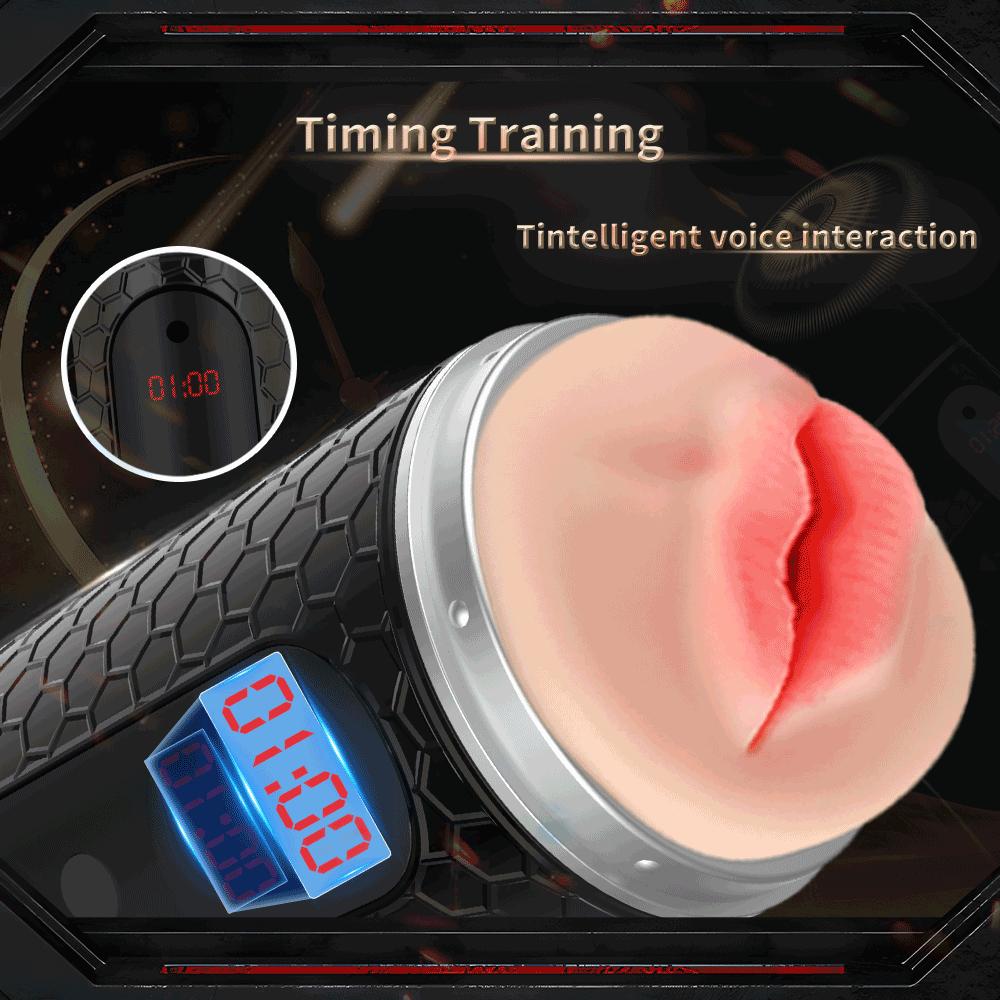 New Automatic Men's Masturbation Cup Timing Vibrator Dual Channel Vaginal Oral Sex Pocket Masturbation Cup Orgasm Men's Adult 18+