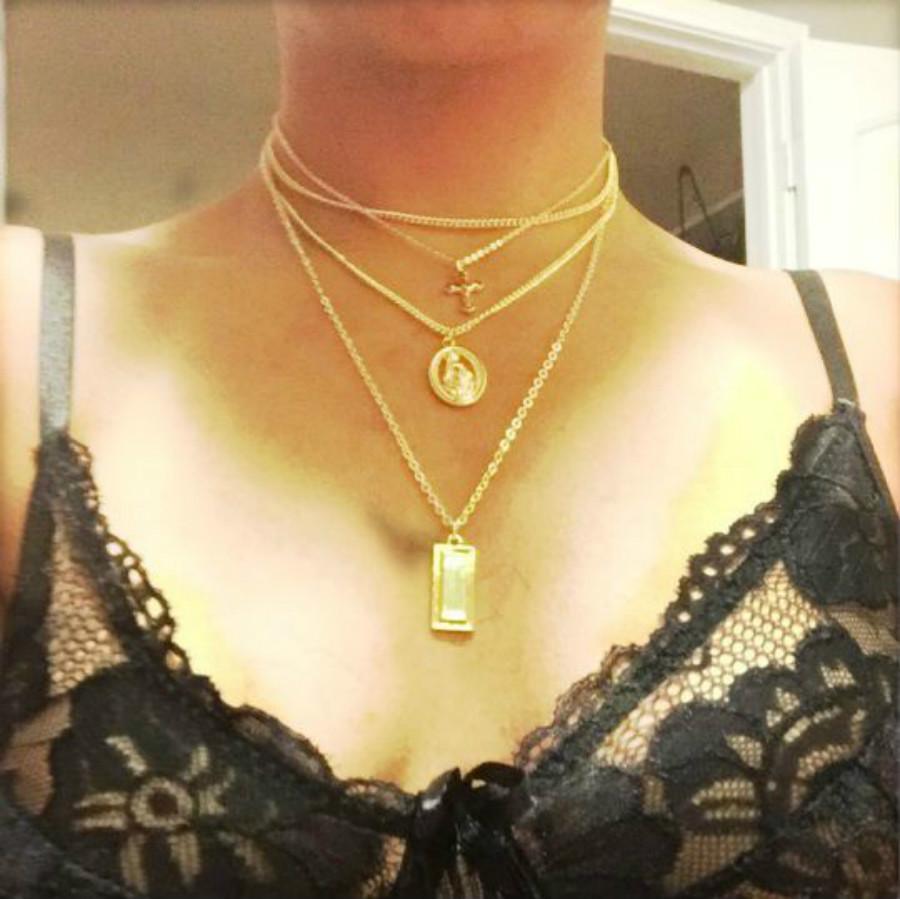 Vintage Personality Exaggerated Madonna Cross Alloy Multilayer Pendant Necklace