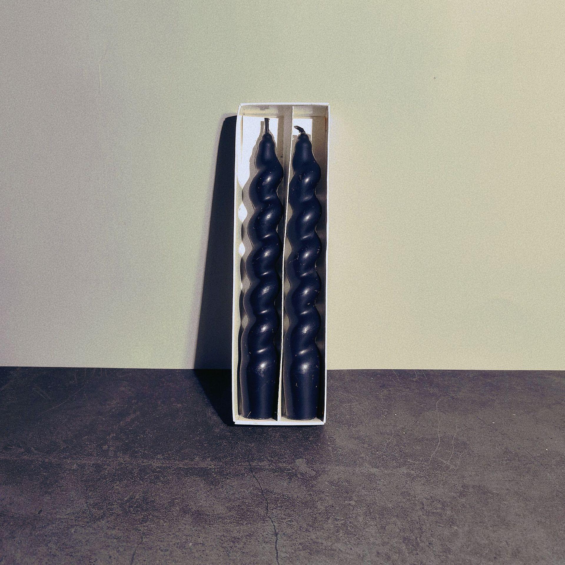 

Classic Colorful Threaded Candles for Home Use Creative Odorless Long-stem Twisted Candles black 2 boxes