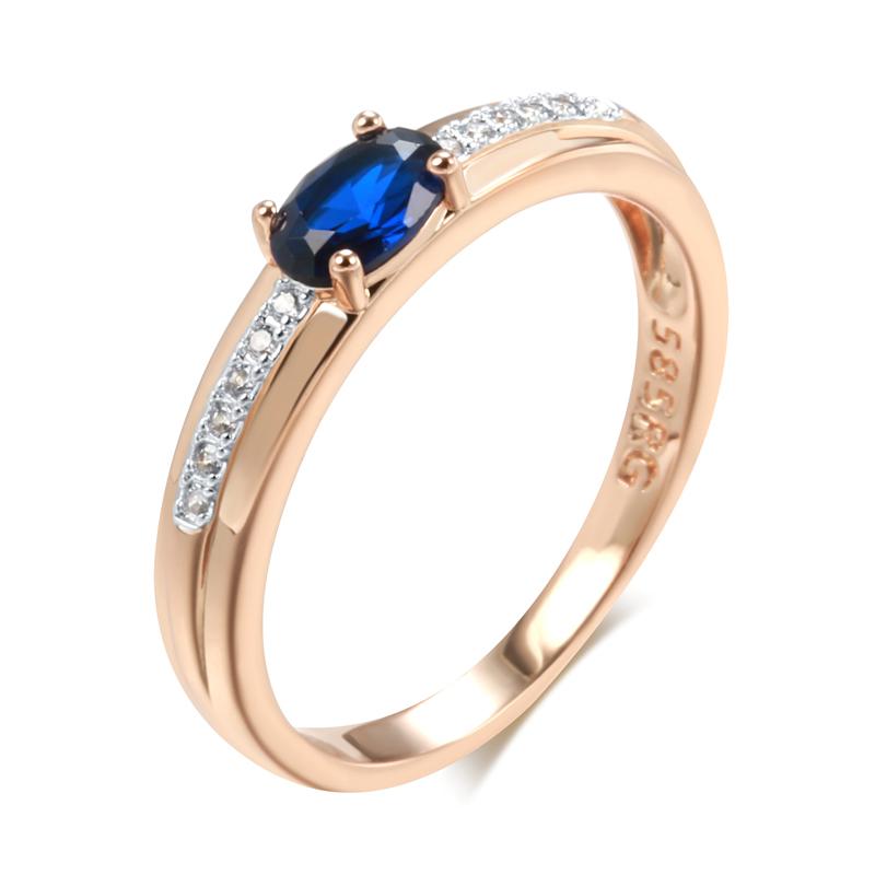 

Luxury Rose Gold Color Mix Wedding Ring For Women Blue Natural Zircon Accessories Daily Fine Vintage Jewelry 10