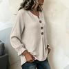 Women's Knit V-Neck Top with Ruffled Sleeves, Loose Flattering Fit
