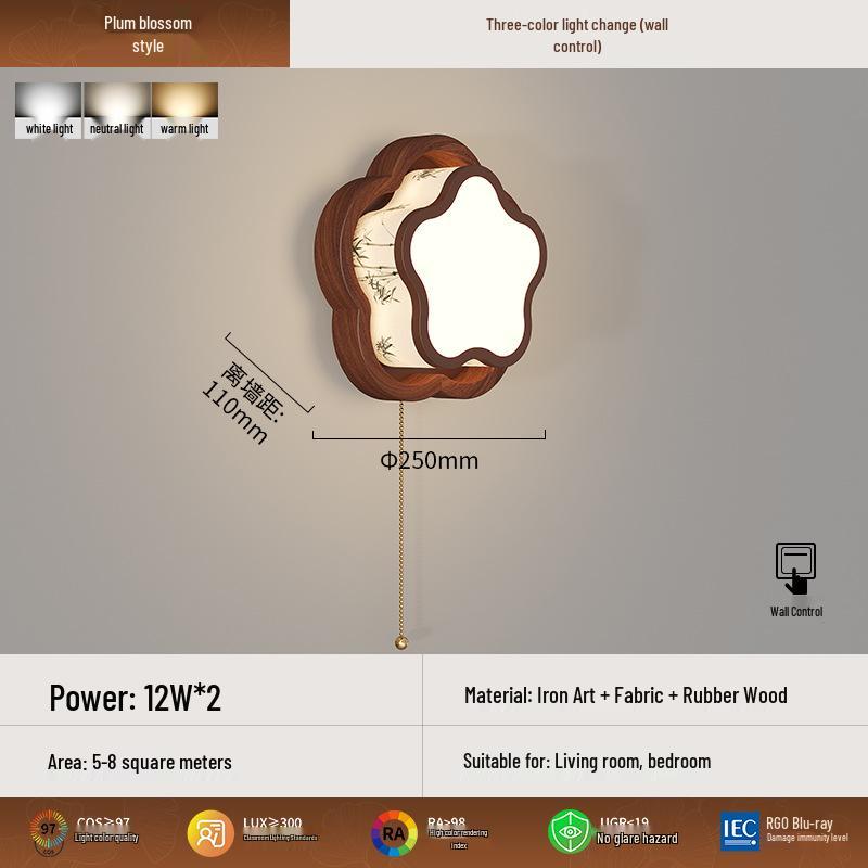 Song Dynasty-Inspired Wall Lamp with Walnut Grain