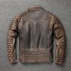 Chinesische Größe Vintage Männer Lederjacke dick 100% echtes Rindsleder Bikerjacke Slim Fit Männer Motorradmantel Herbst asiatische Größe S-5XL M419