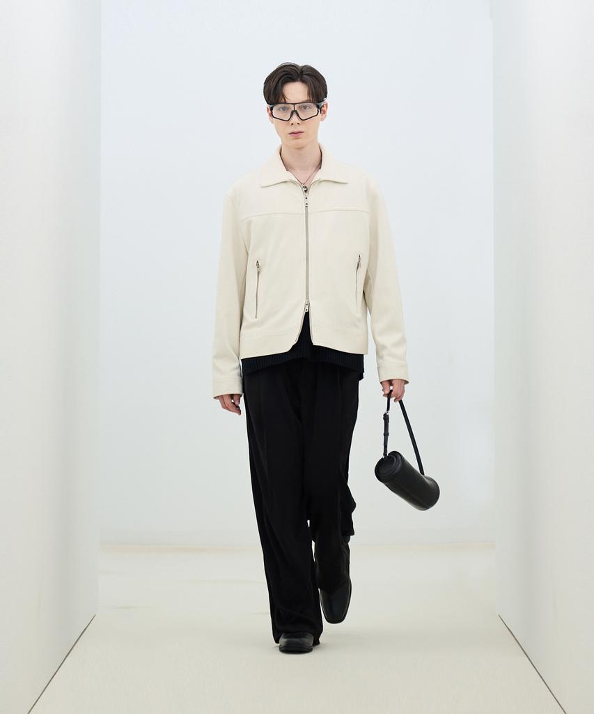 Ironyporno Whiteline 86-Iro237 Biker Collar Suede Jacket Ivory