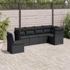 Vidaxl 6-Cz. Garden Furniture Set With Cushions, Black Poly Rattan