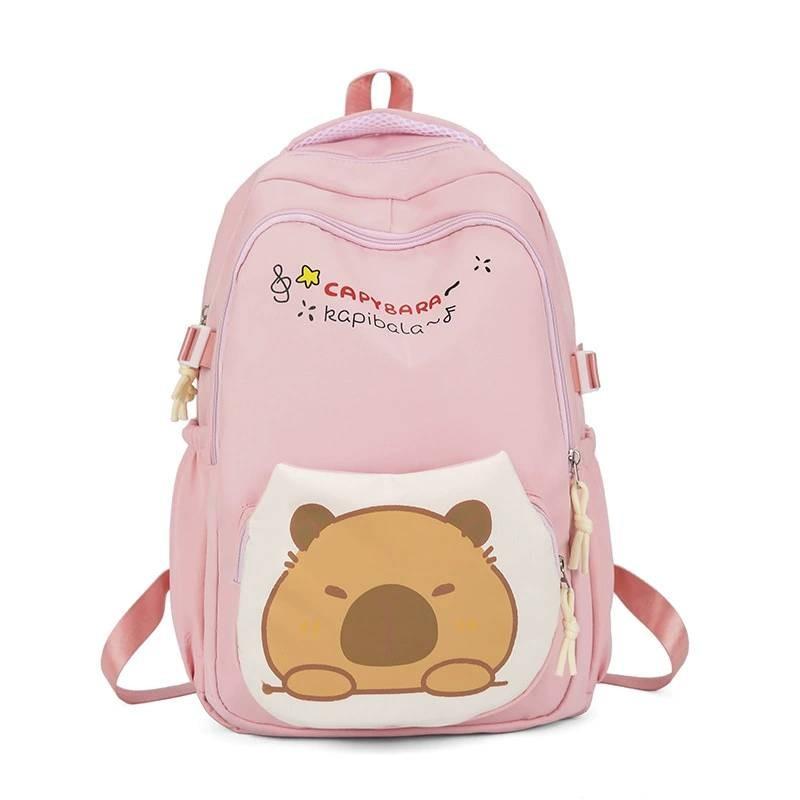 Capybara Fabric Oxford Backpack With Print Pattern And Durable Design Kids For