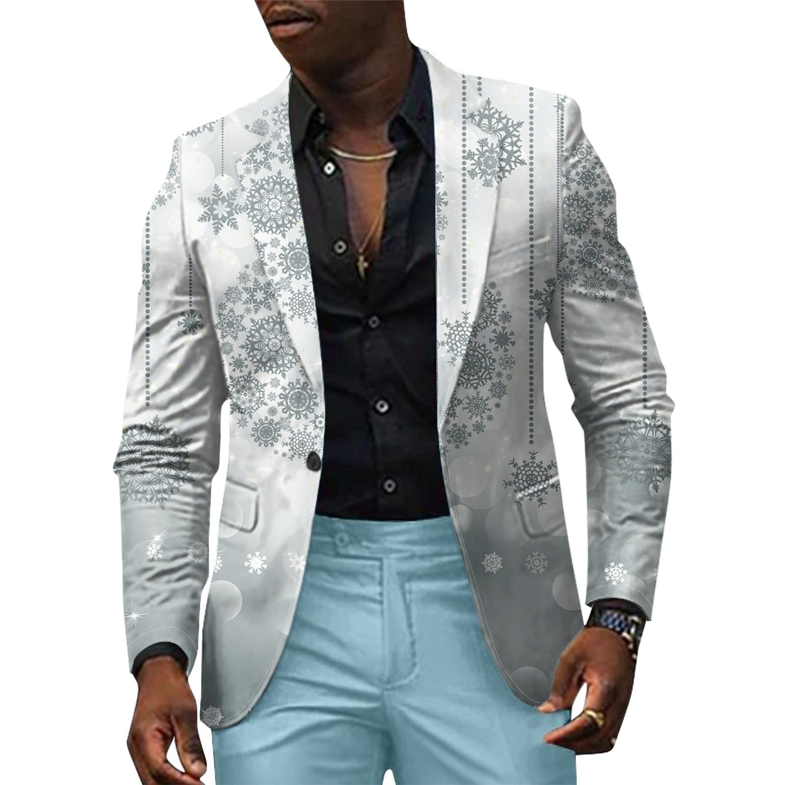 

Куртки унісекс, зимові різдвяні принти, модні повсякденні піджаки на ґудзиках S