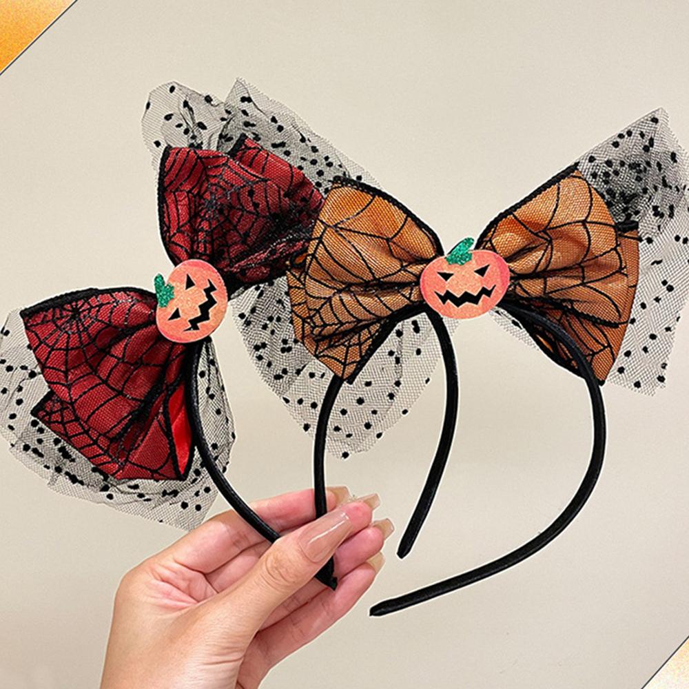 Bow Festival Party Headband Children Funny Evil Pumpkin Headband Cute Hair Card Diablo Halloween Headwear