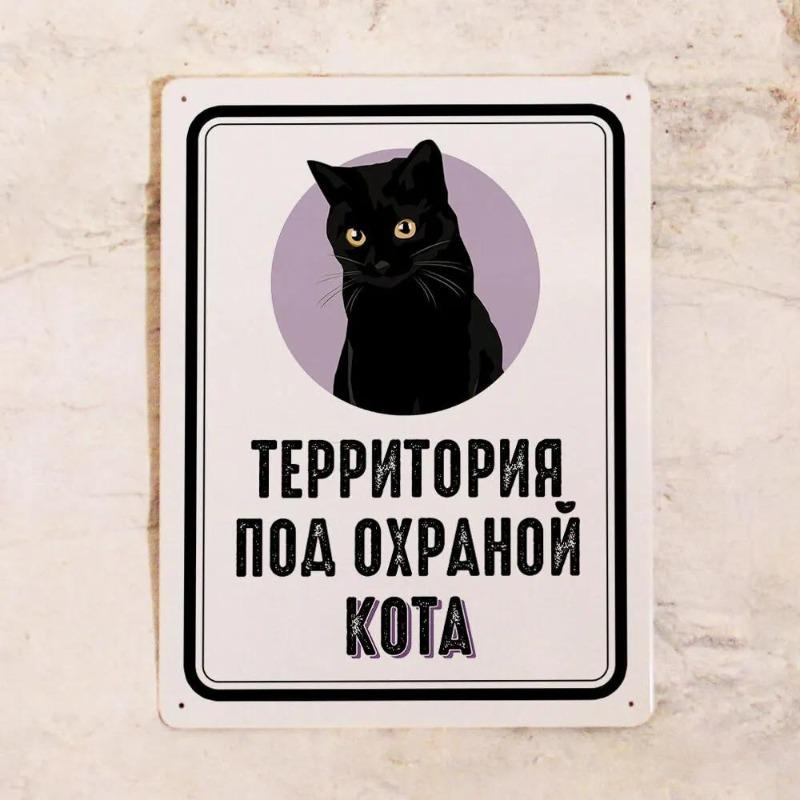 Жизнь лучше с черным котом, жестяная табличка 30x20 см, Винтажный декор для дома, Подарок любителю кошек 20