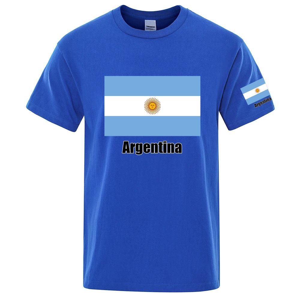 2025 Argentine Flag Print Summer Unisexs New Football Team Print Regular Short Sleeve Solid Color Casual Harajuku Tops