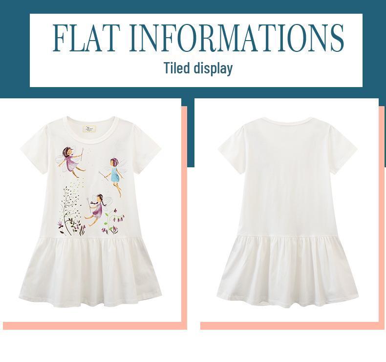 2024 European Summer Cartoon Print Short Sleeve Girls' Princess Dress