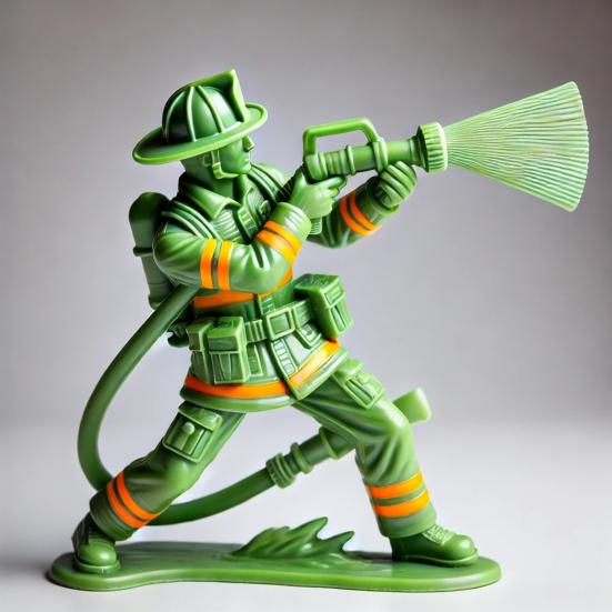 Green Fireman Figurine Mini Firefighter Soldier Resin Statue Sculpture Model Toy Home