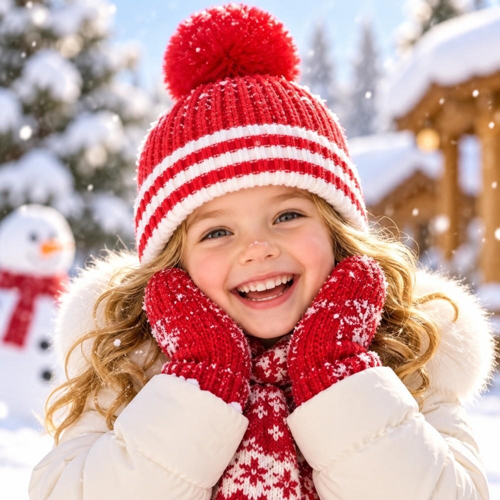 Warm Infant Beanie Cap Woolen Ear Protection Winter Baby Hat Cute Kids Pullover Hats New Year