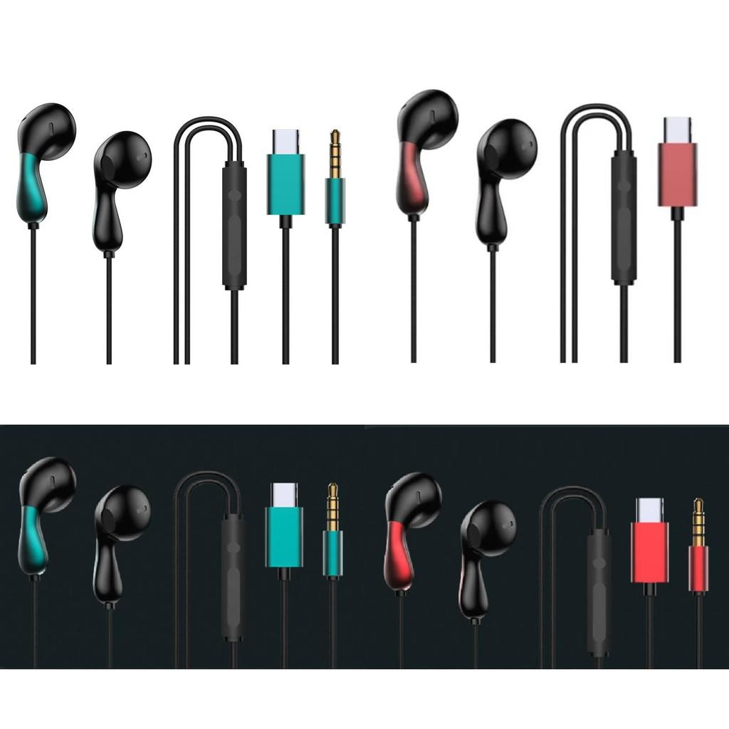 Typec Earphones Inear Gaming Wired Headset Microphone Red Green Esports Sound