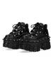 Punk Style Men's and Women's Platform Shoes, Dark Flame Metal Design Fashion Lace-up Motorcycle Shoes