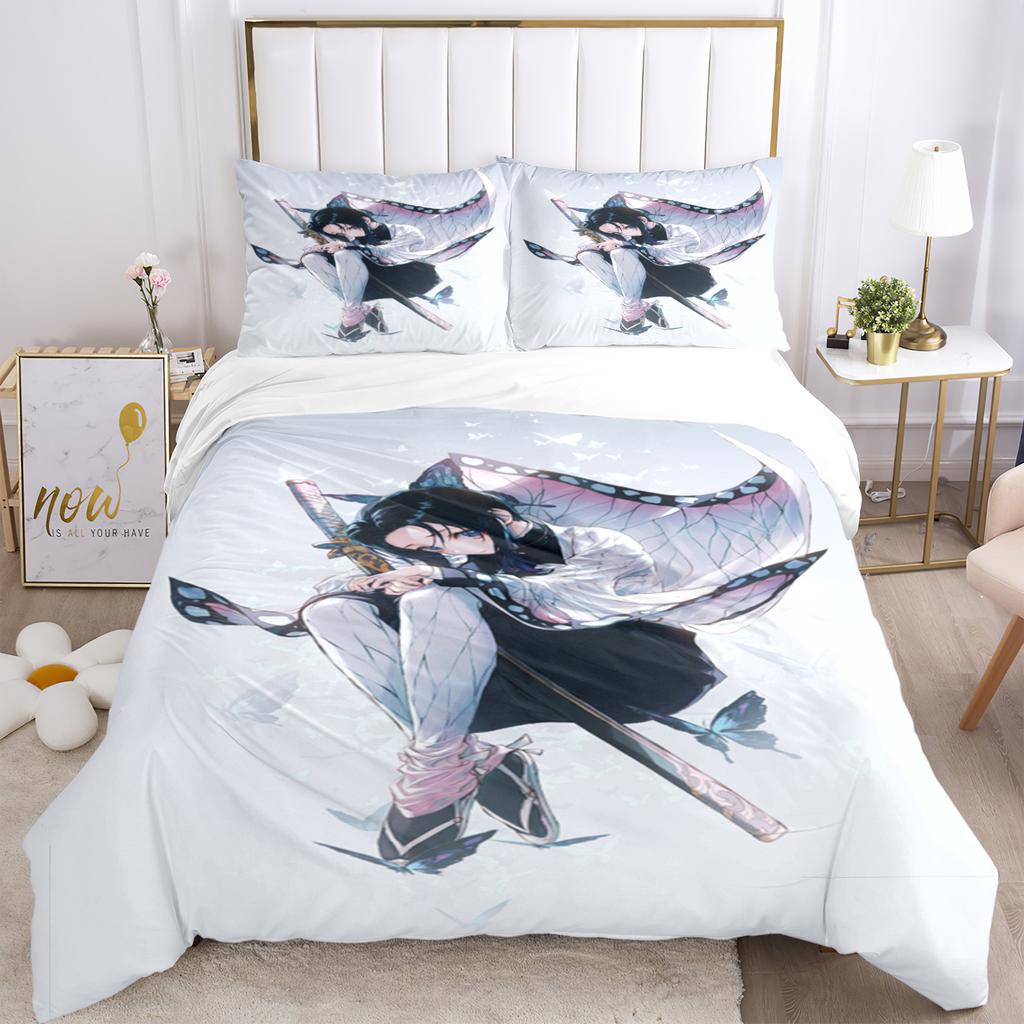 Anime Demon Slayer Potisk Ložní Soupravy 2/3 kusy Nezuko Ložní Prádlo Queen Double Single King Size Sada Povlaku na Přikrývku Děti Dospělí Dárek