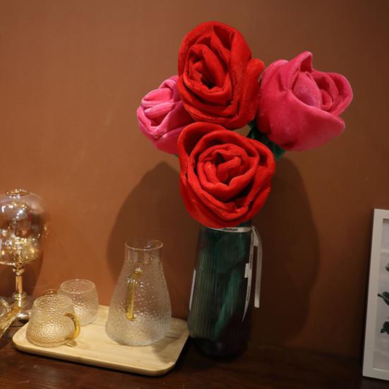 85cm/100cm Imitation Rose Realistic Soft Plush Flower Healing Decompressing Safe Never Withering Bouquet Home Decor