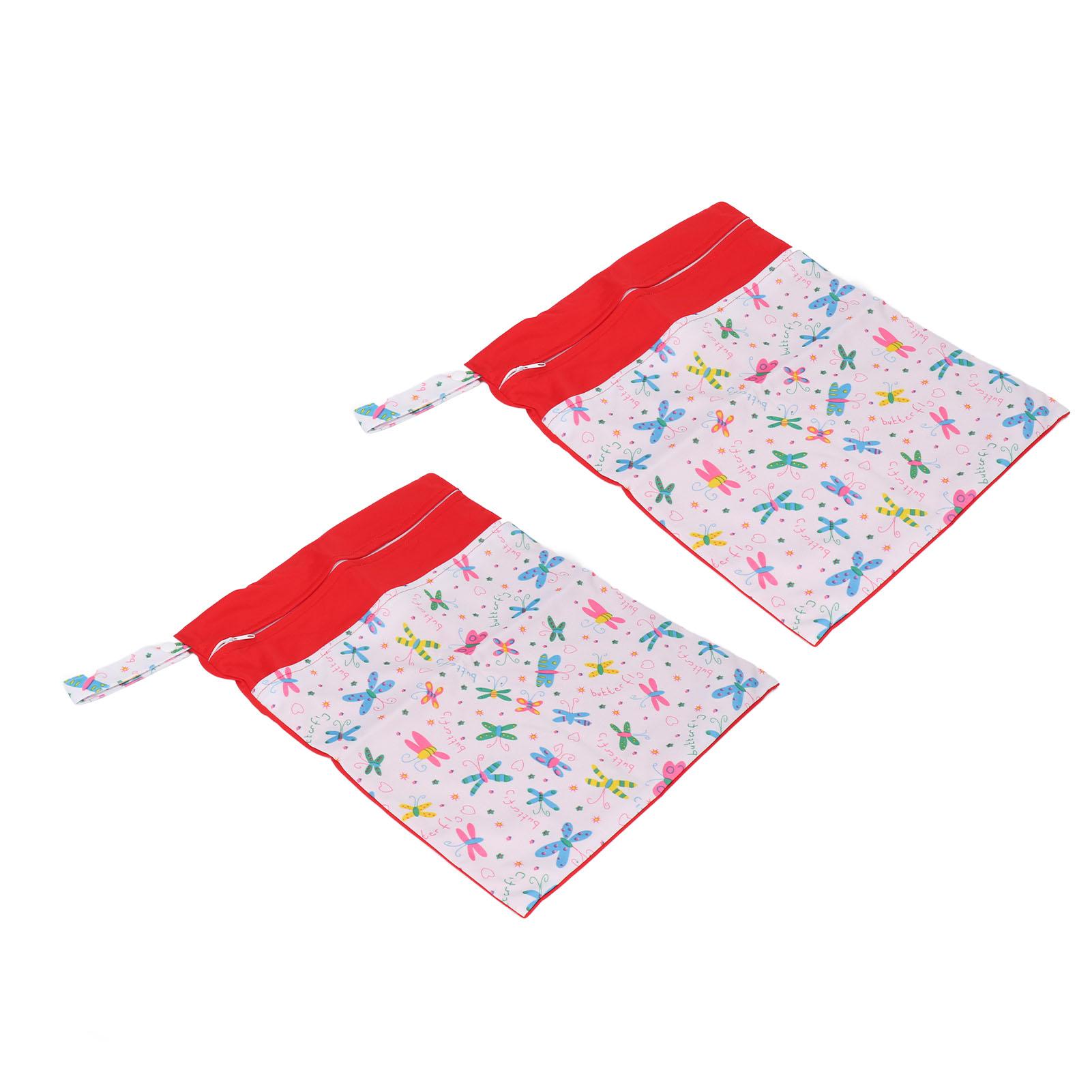 

2 шт. тканевых подгузников, водонепроницаемые многоразовые сумки для мокрого и сухого с двумя карманами на молнии для купальников