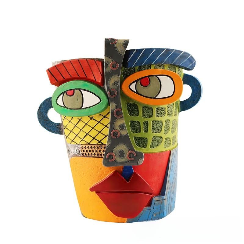 Picasso Abstract Woman Face Pot With Durable Resin For Garden And Home Decor