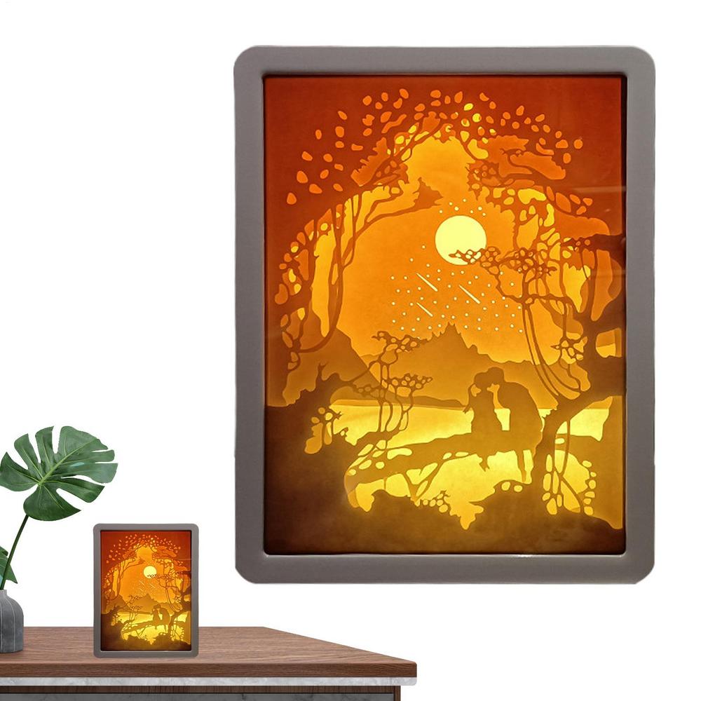 Papercut Light Box Frame Night Lights 3D Papercut Light Boxes Frame LED Night Lights Paper Sculptures Night Lamp For Valentine's