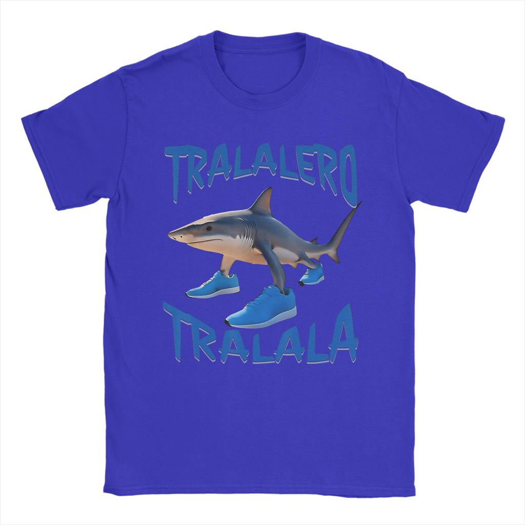 Tralalero Tralala Shark Meme  T Shirt Men 100% Cotton T-Shirts Round Neck Italian Brainrot Memes Tees Short Sleeve Clothing