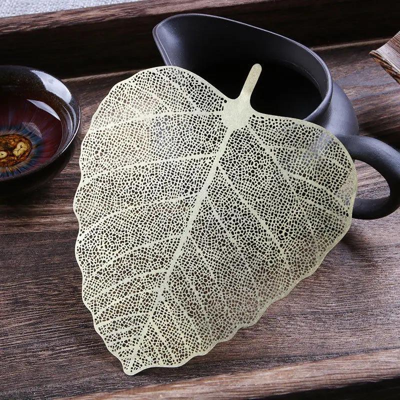 Tea Leakage Pure Copper Bodhi Leaf Tea Filter Screen Tea Filter Funnel Creative Kung Fu Tea Set Parts Tea Strainer