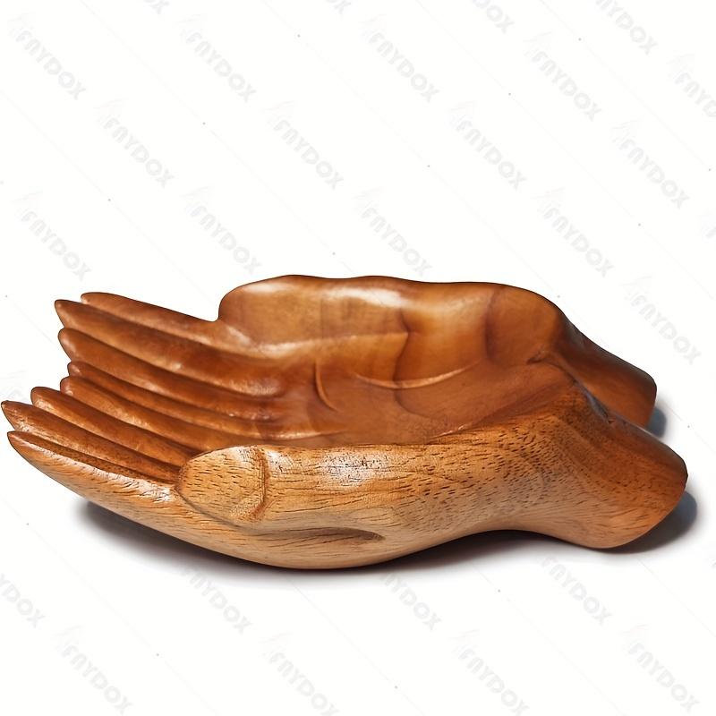 

1pcs Wooden Carved Hands Storage Bowl, Decorative Desktop Crystal Stone Holder, Entrance Key Bowl, Jewelry Crystal Stone Display коричневий