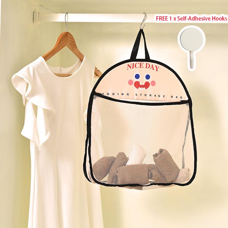 Double Layer Underwear Storage Bag,New Wall Hanging Breathable Mesh Bags with Hook for Socks Toy,Multi-Purpose Closet Organizer