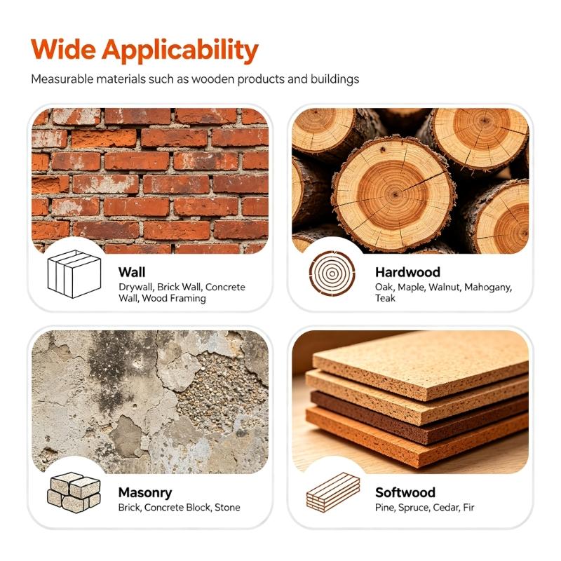 Pinless Moisture Meter with Digital Display, Wall Masonry Soft Wood and Hard Wood Reader for Indoor Moisture