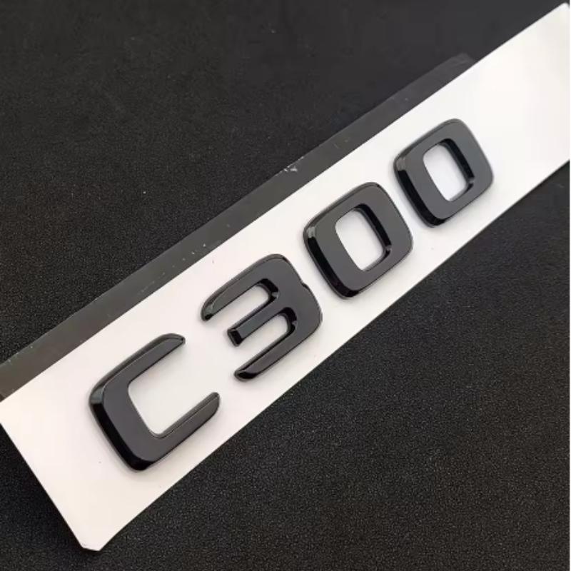 ABS Black Chrome Letters 3D Car Trunk Letters Badge For Mercedes Benz C 200 220 300 C200 C220 C300 C320 Logo Sticker Accessories AB1