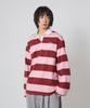 UNKNOWN PLANET Striped Rugby Collar Shirt Pink
