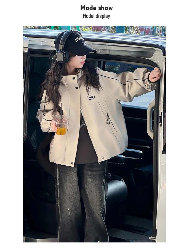 Girls' Casual Hooded Windbreaker - Autumn/Spring 2025 Sports Jacket for Big Kids