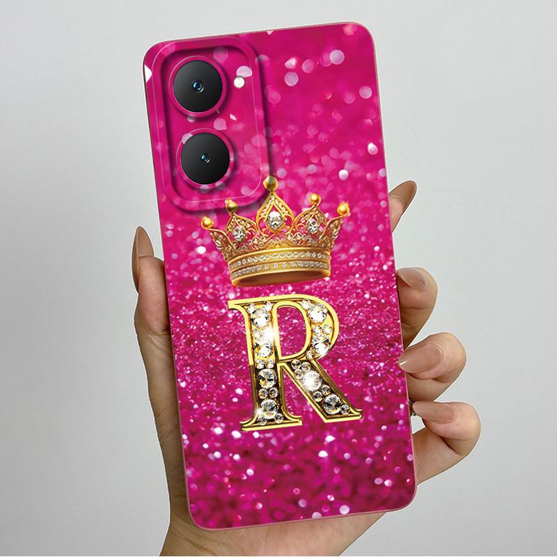For Vivo Y18 Y18i Y18e Y28s 5G Case Soft Silicone Crown Letter For Vivo Y03 Y03T Case Fundas Coque VivoY03 V2332 Bumper Shells