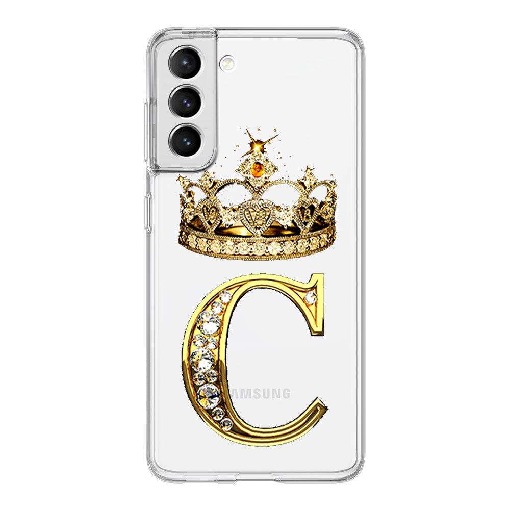 Diamond Crown Letter 26 Letters Phone Case For Samsung Galaxy S23 S22 S20 Ultra S21 FE 5G S10 S9 Plus S10E S8 Note 20 Soft Cover