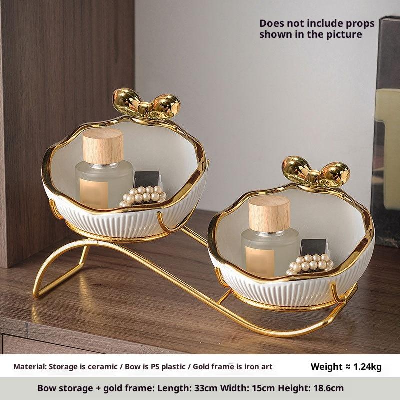 

Light Luxury Entrance Key Storage Ornament Entryway Shoe Cabinet Home Living Room Decoration Housewarming Gift 2White with Gold-Butterfl