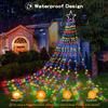BlcTec Outdoor Christmas Decorations 317 LEDs Christmas Lights with 9 Strands 11.9ft Waterfall Christmas Tree Lights, 8 Modes, Waterproof, Topper