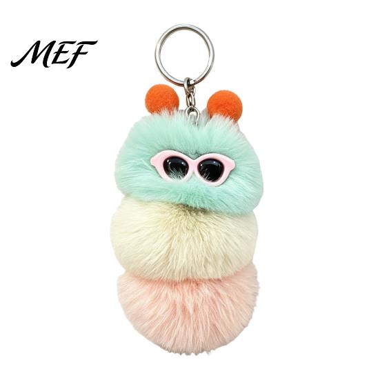 Soft Caterpillar Key Holder Plush Sunglasses Keychain, Backpack Purse Toy Keychain Bag Charm, Colorful Stuffed Keyring Pendant Charm
