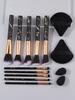 Beginner 10pcs Soft bristle makeup brush set,4 dry and wet dual-purpose makeup powder puffs and spongeegg makeup toolcombination