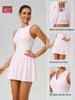 Cloud-feel Dual-Layer Anti-Exposure Tennis Dress with Stand-up Collar (9094)