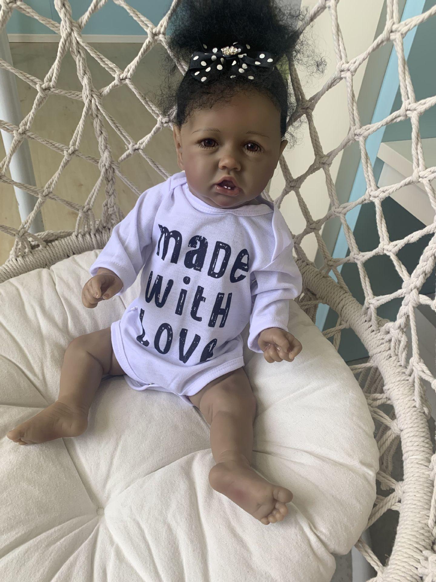 

Realistic Newborn Doll Lifelike Silicone Reborn Baby Girl Gift Measuring 21.6 Inches Brown Eyes