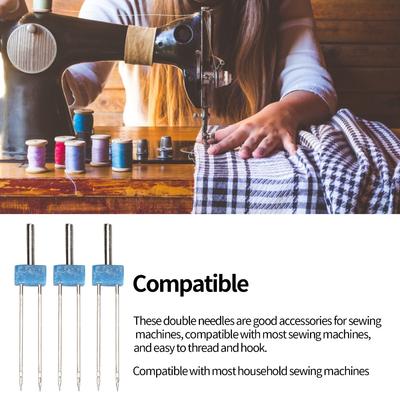 3pcs Steel Double Needle Pins 3mm 4mm Sewing Machine Needle 2mm Professional Double Twin Stretch Needle Household Sewing Machine