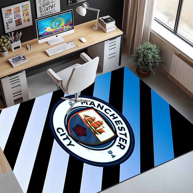 Manchester City FC Pattern Rug, Indoor/Outdoor Mat, for Picnic, Gameroom, Bedroom, Office, Living Room, Home Decor Carpet, Birthday Gift