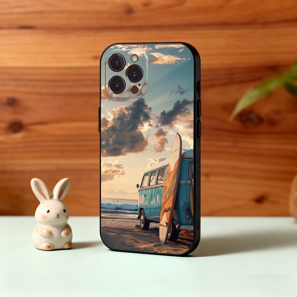 C-Combi V-Van Surfs Phone Case For iPhone17 16 15 14 13 12 11 Pro Max Plus,5G Soft Black Case