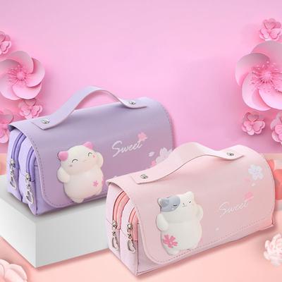 Federmäppchen mit großer Kapazität und Stressabbau, süße Katze, große Federbox, tragbare Tasche