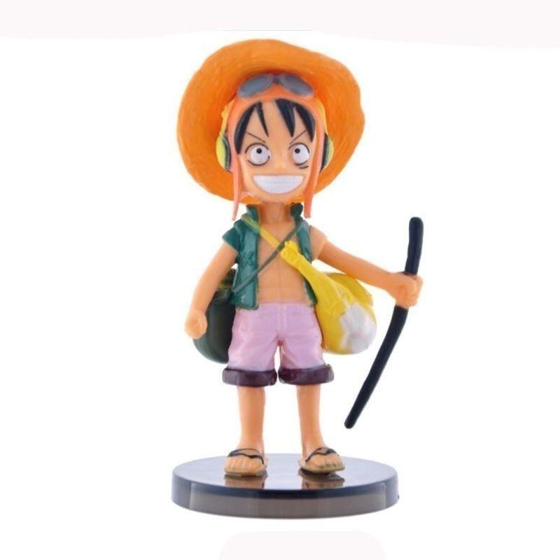 9Pcs One Piece Dolls Decoration Luffy Zoro Sanji Nami Brook Anime Action Figure Cute Toy Q Figural Garage Kits Boy Birthday Gift